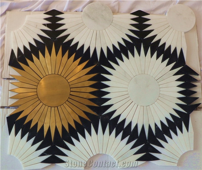 Sunflower Marble Waterjet  Backsplash Mosaic