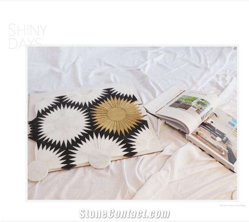 Sunflower Marble Waterjet  Backsplash Mosaic