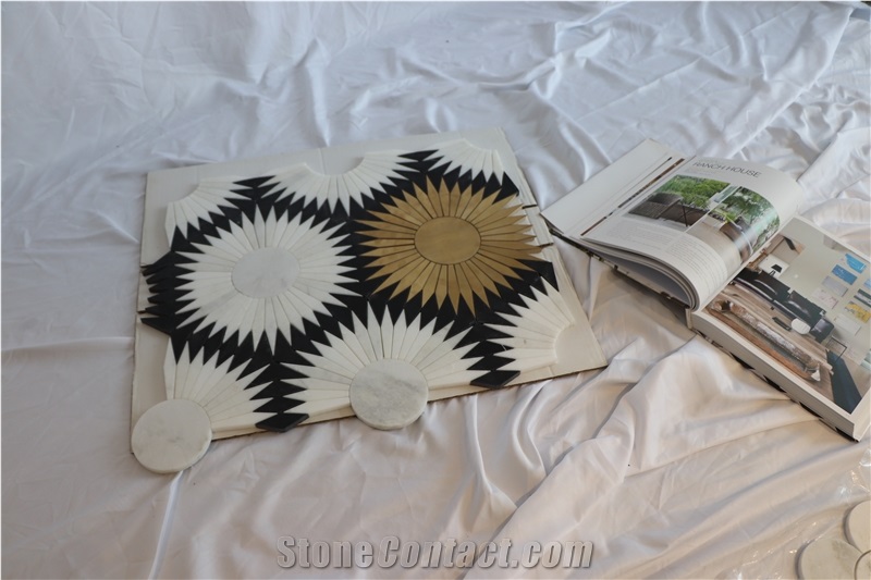 Sunflower Marble Waterjet  Backsplash Mosaic