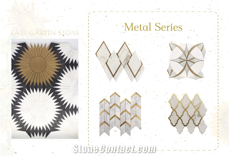 Sunflower Marble Waterjet  Backsplash Mosaic