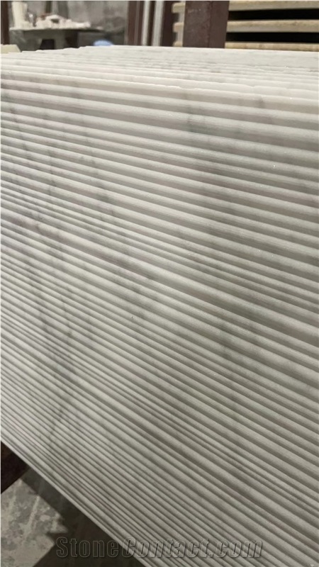 Waves Carrara Fluted 3D Honed Marble CNC Wall Panels