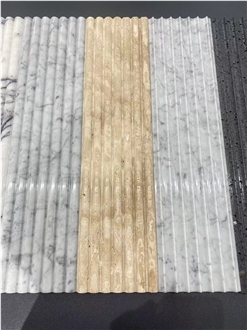 Waves Carrara Fluted 3D Honed Marble CNC Wall Panels