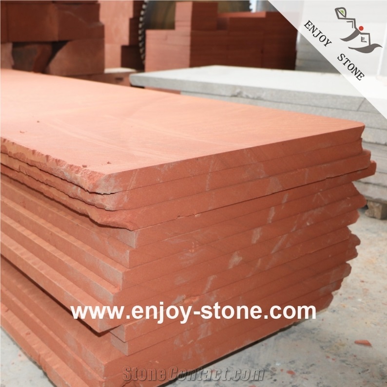 Red Sandstone Sawn Cut Tiles For Flooring And Wall Cladding