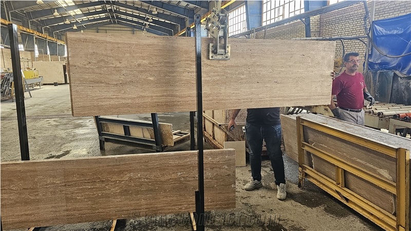 Beige Travertine Vein-Cut Slabs
