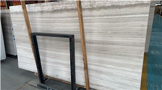 Polished White Wood Grain Marble Slabs