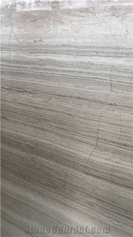 Polished White Wood Grain Marble Slabs