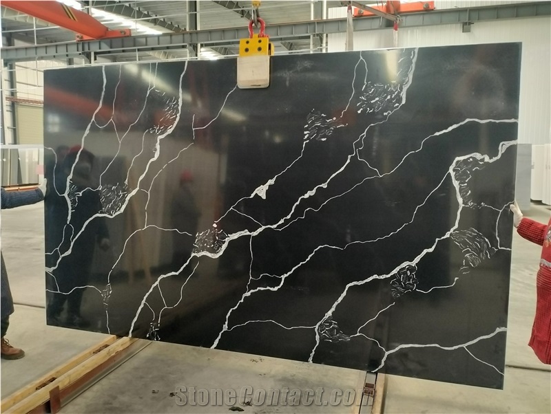 Artificial Stone Calacatta Black Quartz Slabs