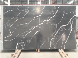 Artificial Stone Calacatta Black Quartz Slabs