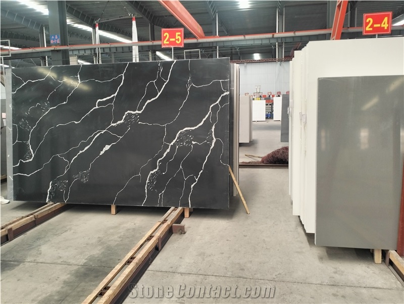 Artificial Stone Calacatta Black Quartz Slabs