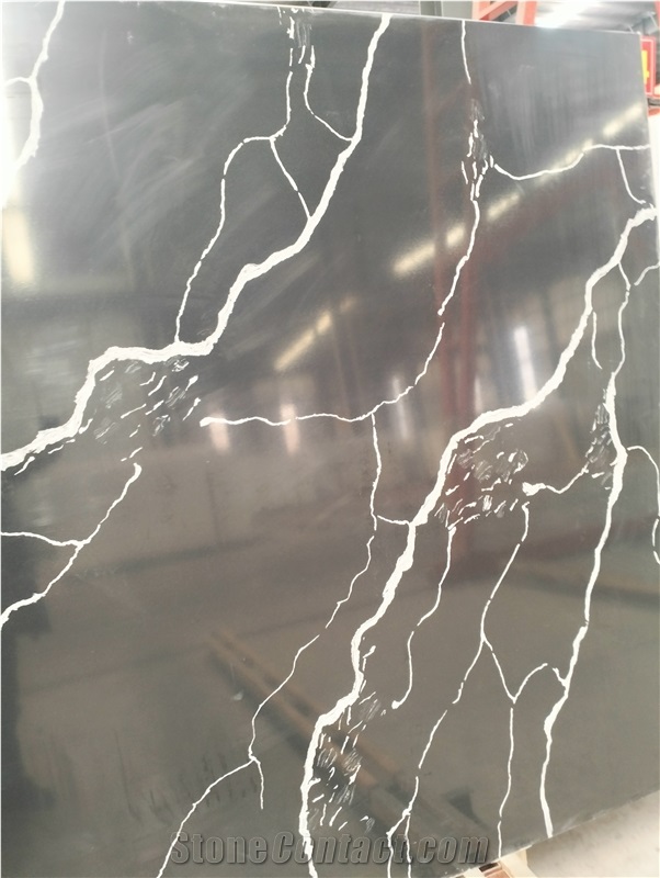 Artificial Stone Calacatta Black Quartz Slabs