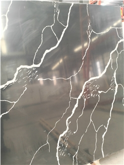 Artificial Stone Calacatta Black Quartz Slabs