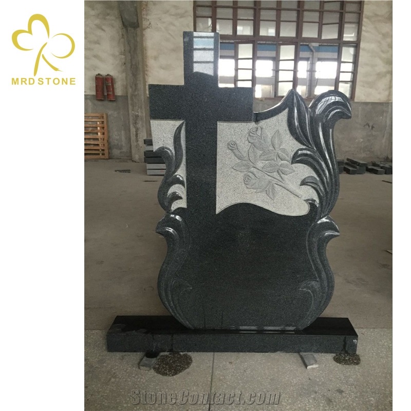 China G654 Polished Granite Gross Headstone