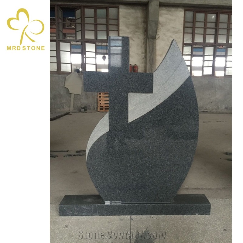 China G654 Polished Granite Gross Headstone
