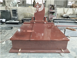 Custom-Made Imperial Red Granite Tombstone