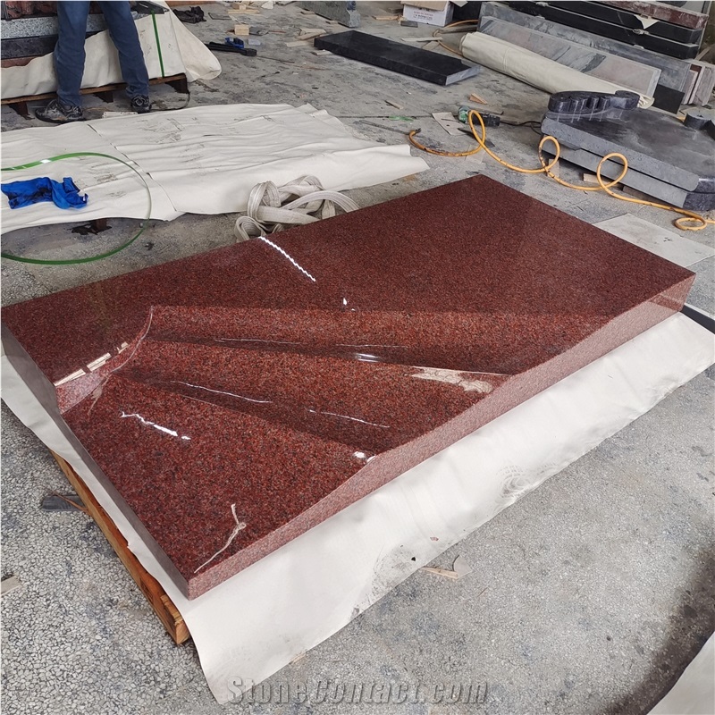 Custom-Made Imperial Red Granite Tombstone