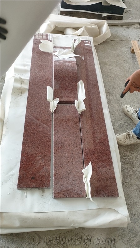 Custom-Made Imperial Red Granite Tombstone