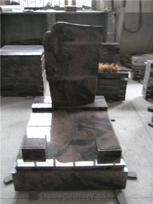 Indian Aurora Granite Red Flame And Black Pattern Monument