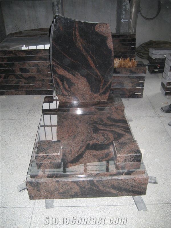 Indian Aurora Granite Red Flame And Black Pattern Monument