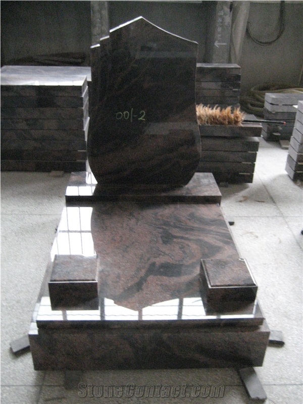 Indian Aurora Granite Red Flame And Black Pattern Monument