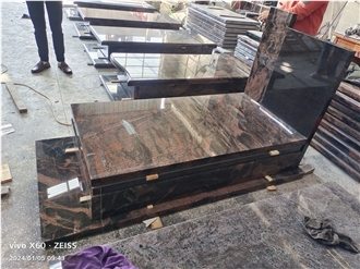 Natural Red Aurora India Granite Polish Tombstone