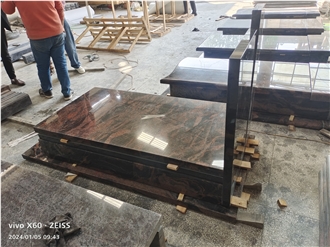 Natural Red Aurora India Granite Polish Tombstone
