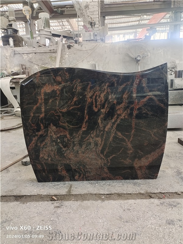 Natural Red Aurora India Granite Polish Tombstone