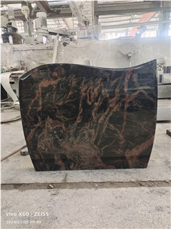 Natural Red Aurora India Granite Polish Tombstone