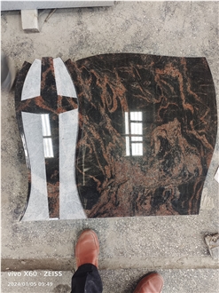 Natural Red Aurora India Granite Polish Tombstone