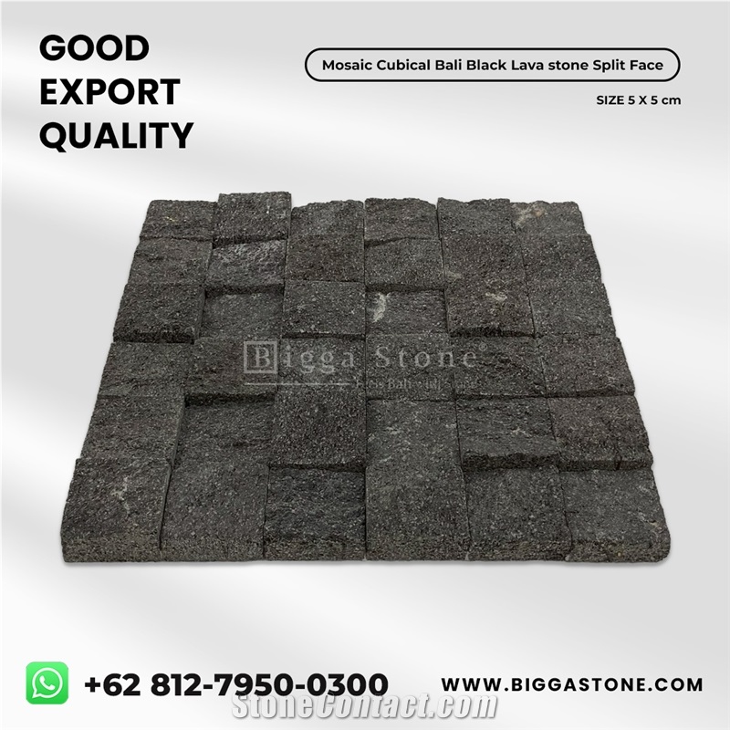 Black Lava Wall Cubical Mosaic Pattern