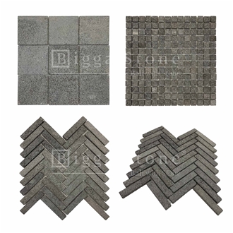 Black Lava Wall Cubical Mosaic Pattern