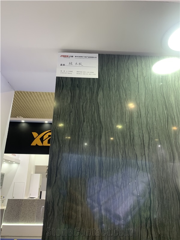 Green Wood Grain Marble Slab