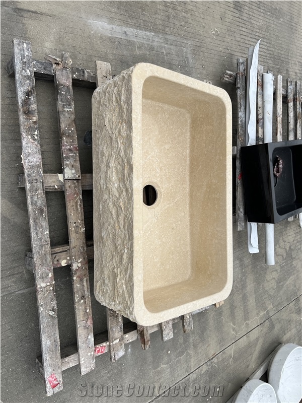 Egyptian Beige Marble Wash Basin  Perimeter Countertop