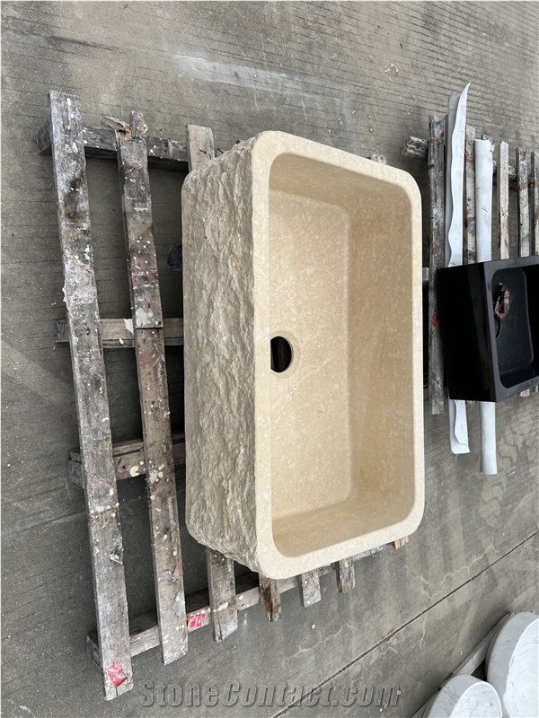 Egyptian Beige Marble Wash Basin  Perimeter Countertop