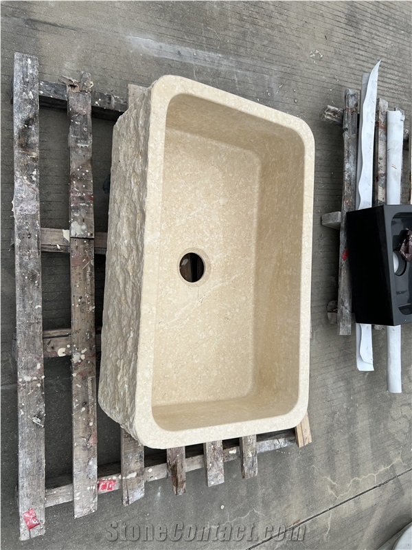 Egyptian Beige Marble Wash Basin  Perimeter Countertop