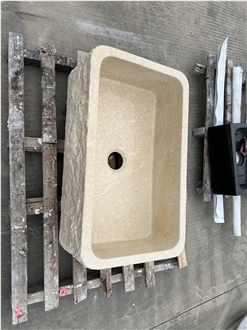Egyptian Beige Marble Wash Basin  Perimeter Countertop