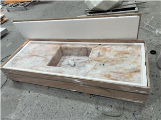 Pearl Powder Marble Vanity Bathroom Sink