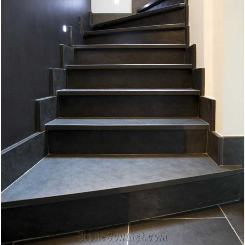 Brazilian Black Slate Stairs, Mustang Black Slate Stairs