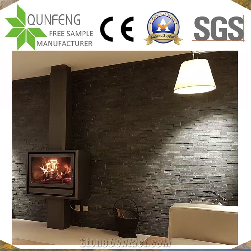 China Dark Grey/Black Slate Stone Veneer Wall Cladding