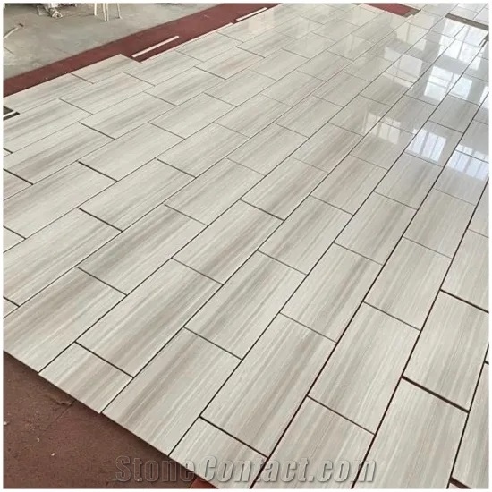 White Wooden Marble Polished Surface Slabs Tiles