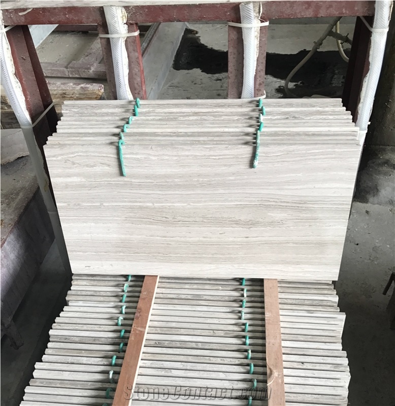 White Wooden Marble Polished Surface Slabs Tiles