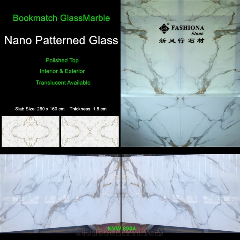 Nano Glass Stone Patterned Micro Crystallized Stone Slabs