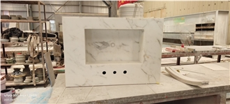 Arabescato White Floating Vanity Cabinet Bathroom Design