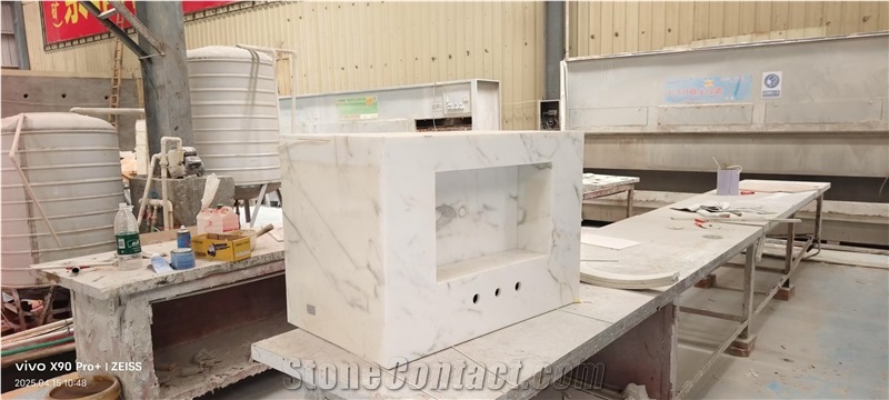 Arabescato White Floating Vanity Cabinet Bathroom Design