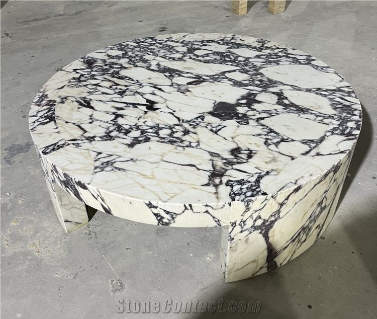 Calacatta Viola Marble Round Table Living Room Design