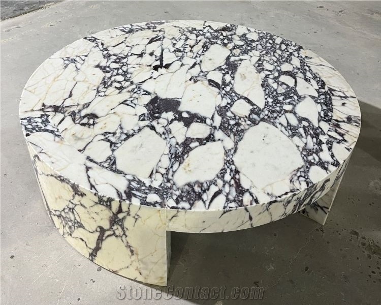 Calacatta Viola Marble Round Table Living Room Design