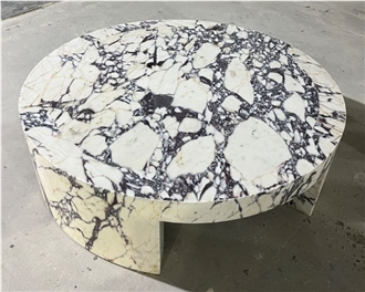 Calacatta Viola Marble Round Table Living Room Design