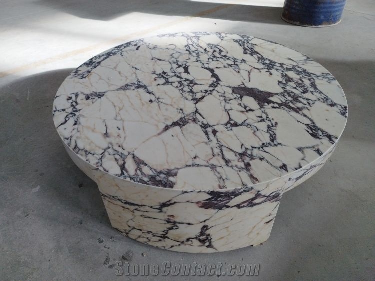 Calacatta Viola Marble Round Table Living Room Design
