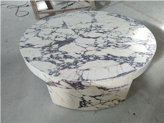 Calacatta Viola Marble Round Table Living Room Design