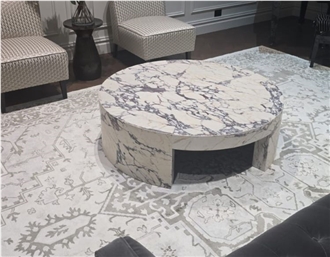 Calacatta Viola Marble Round Table Living Room Design