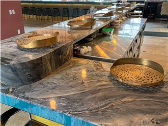 Explosion Blue Quartzite Slabs And Tiles